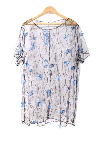 עליונית וינטיג שיפון נשפכת פרפרים בשחור- OS