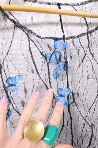 עליונית וינטיג שיפון נשפכת פרפרים בשחור- OS