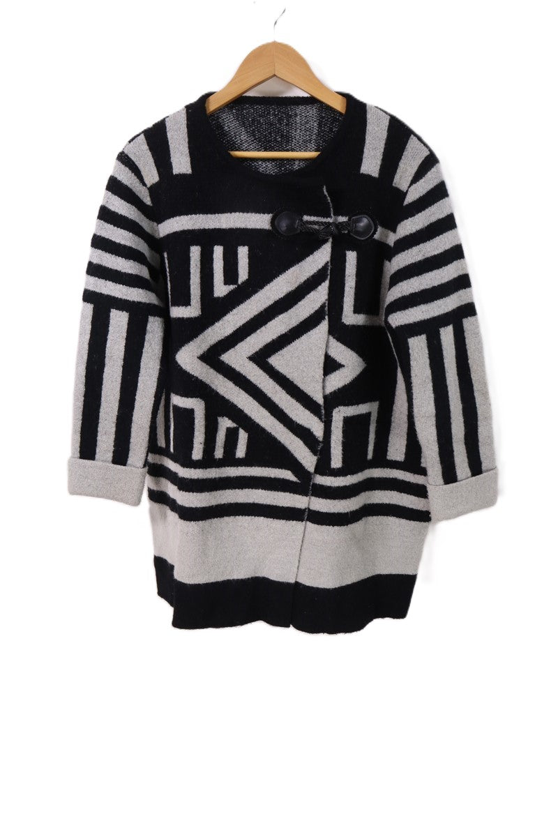 עליונית סריג גאומטרית בשחור ואפור - L