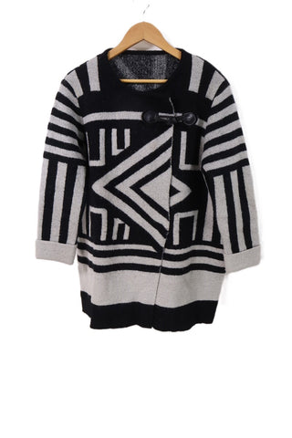 עליונית סריג גאומטרית בשחור ואפור - L