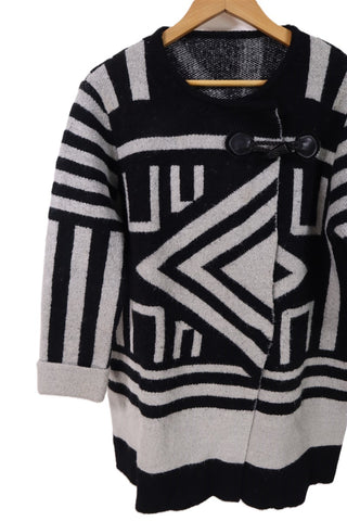 עליונית סריג גאומטרית בשחור ואפור - L