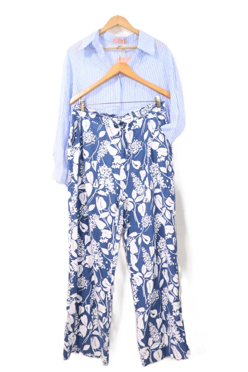 BENETTON בכחול מכנסיים פרחוניים   - L