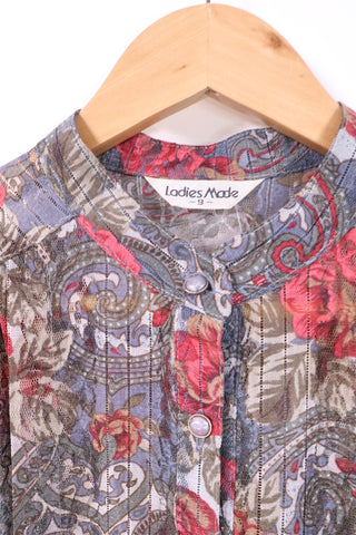 שמלת וינטיג שושנים ותחרה באפור- M-L