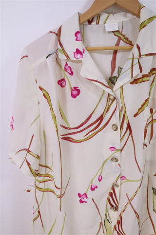 שמלת וינטיג פרחונית בשמנת- L-XL