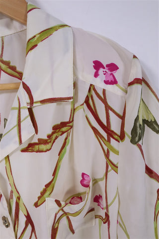 שמלת וינטיג פרחונית בשמנת- L-XL