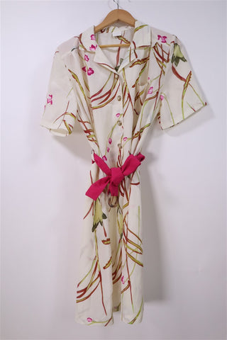 שמלת וינטיג פרחונית בשמנת- L-XL