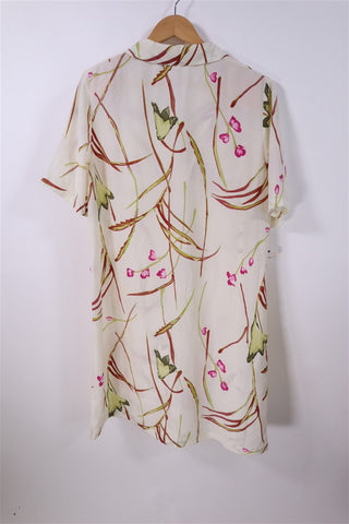 שמלת וינטיג פרחונית בשמנת- L-XL