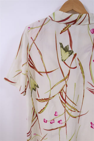 שמלת וינטיג פרחונית בשמנת- L-XL