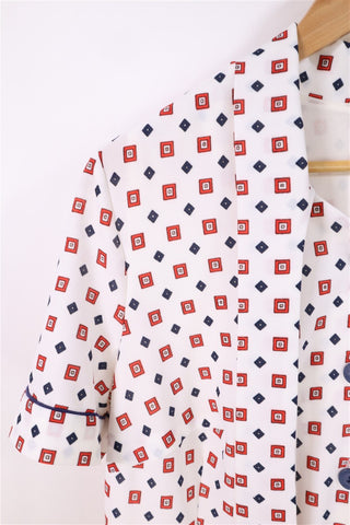 שמלת וינטיג מעוצבת בלבן-L-XL