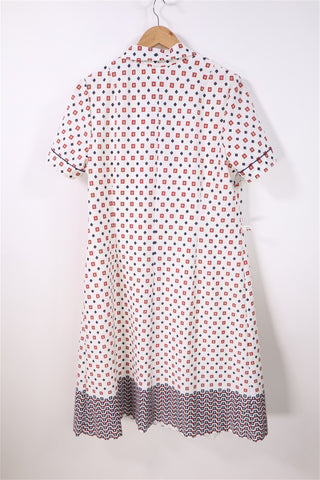 שמלת וינטיג מעוצבת בלבן-L-XL