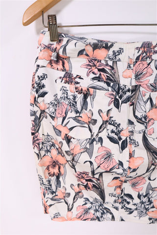 חצאית מיני בד עם פרחים -XS-S