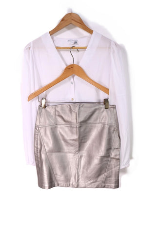 חצאית מיני דמוי עור נחושת -S-M