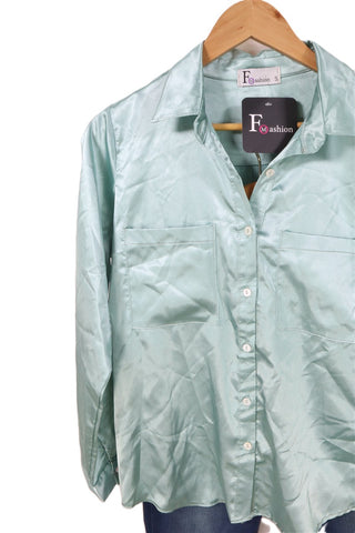 חולצת סטן חדשה בירוק מרווה- M-L