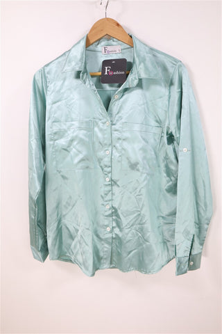 חולצת סטן חדשה בירוק מרווה- M-L