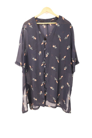 עליונית וינטיג פרחונית בשחור- XXL