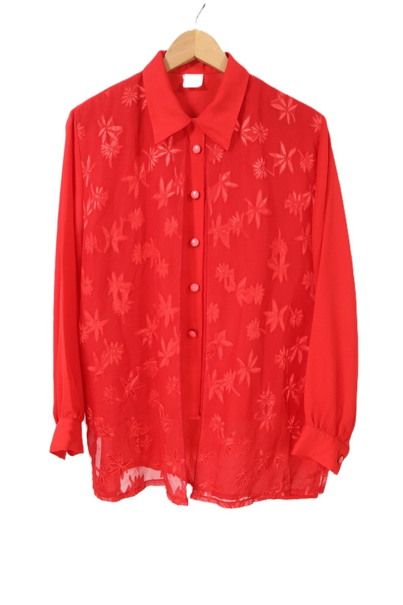 חולצת וינטיג שכבות שיפון באדום - L-XL