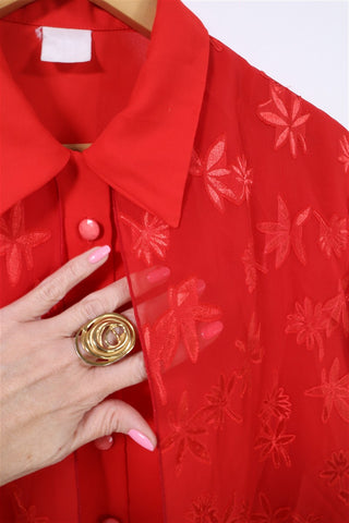 חולצת וינטיג שכבות שיפון באדום - L-XL