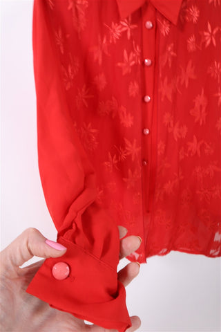 חולצת וינטיג שכבות שיפון באדום - L-XL