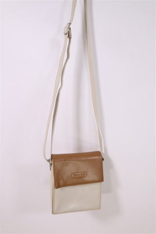 תיק וינטיג קופסתי מעור בחום ושמנת- OS