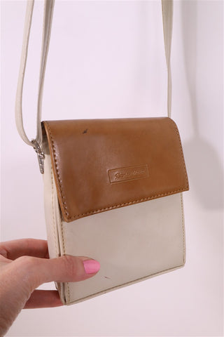 תיק וינטיג קופסתי מעור בחום ושמנת- OS