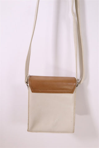 תיק וינטיג קופסתי מעור בחום ושמנת- OS