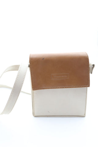 תיק וינטיג קופסתי מעור בחום ושמנת- OS