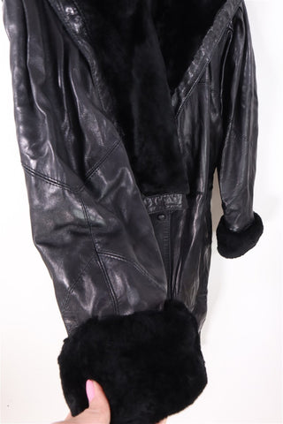 מעיל עור ויניטג בשחור - L-XXL