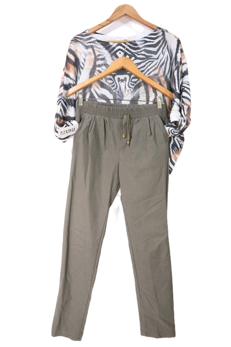 מכנסי בד בירוק חאקי- S-M