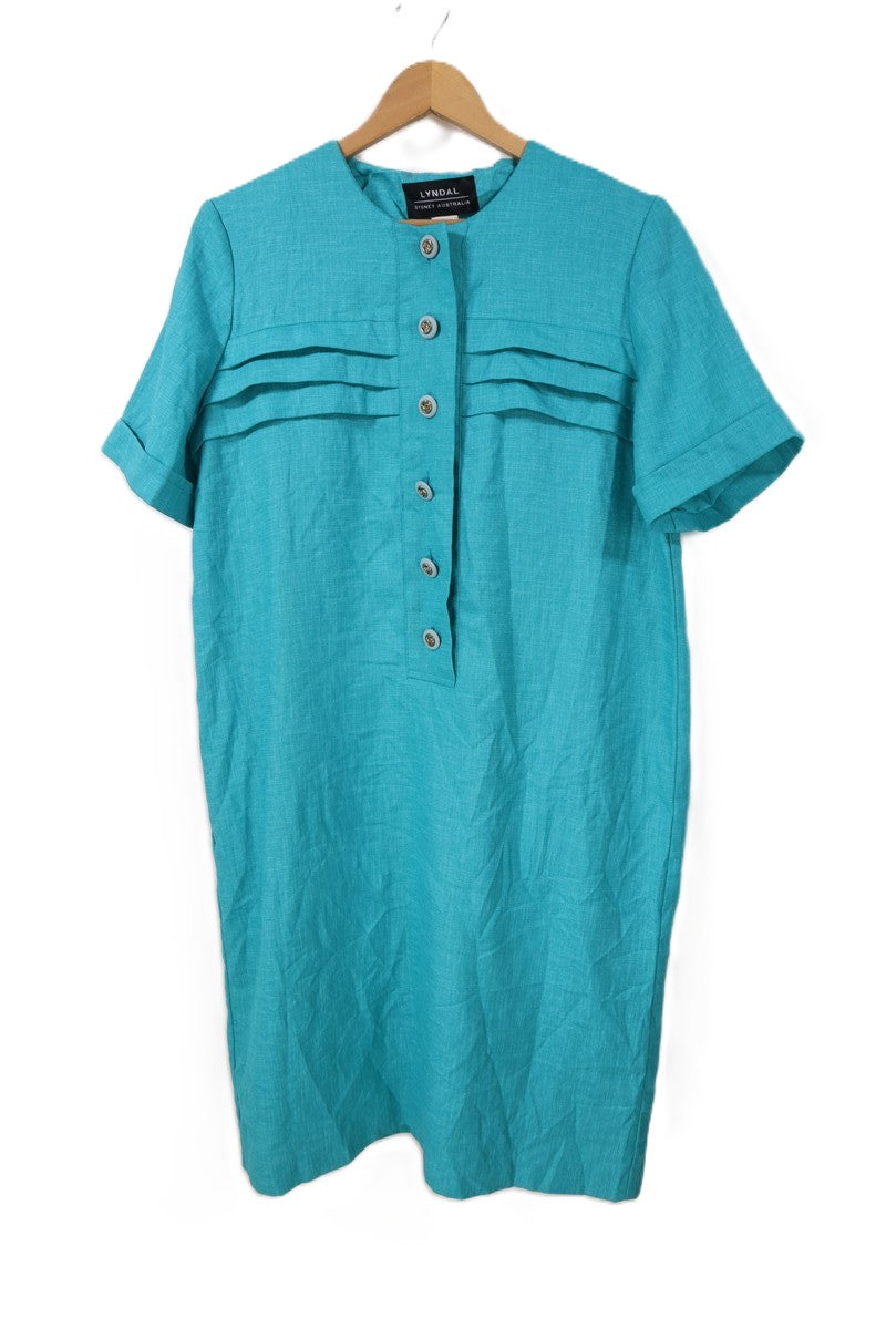 שמלת וינטיג אלגנטית בטורקיז-L- XL