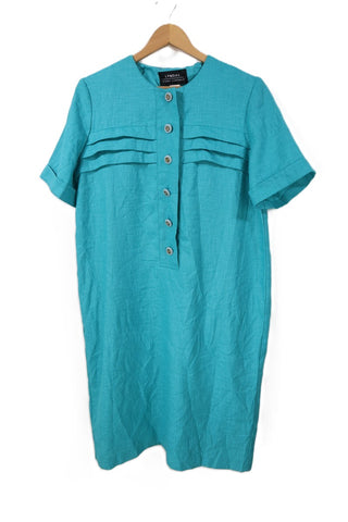 שמלת וינטיג אלגנטית בטורקיז-L- XL