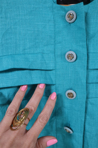 שמלת וינטיג אלגנטית בטורקיז-L- XL