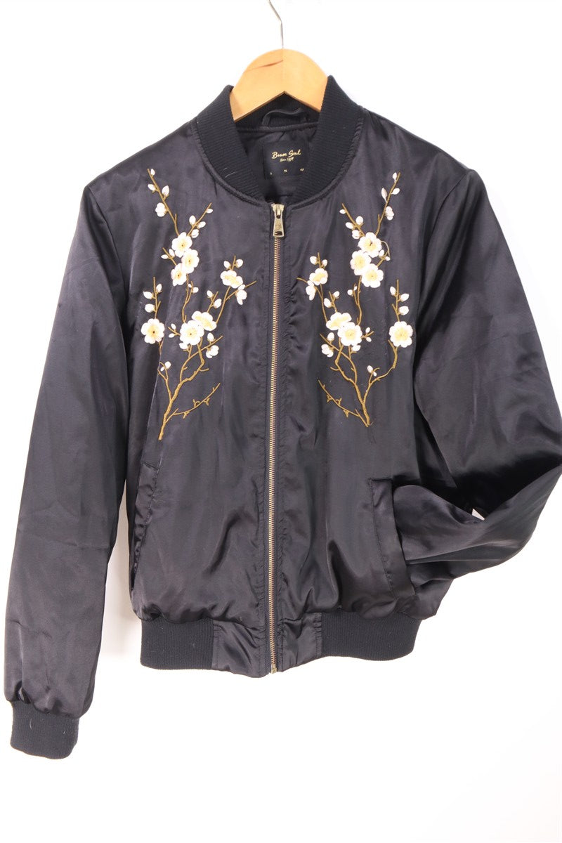 מעיל בסטייל בומבר רקמה סינית בשחור- M-L