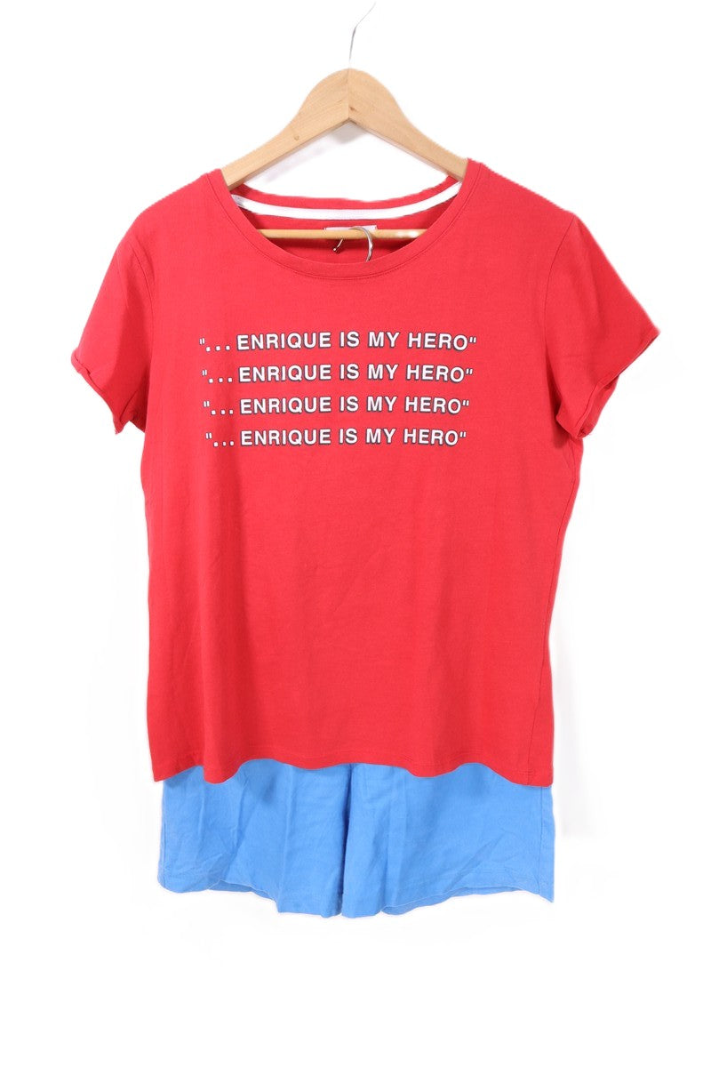 חולצת טי שרט מודפסת באדום- L