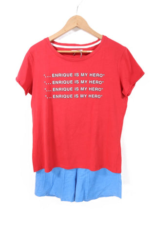 חולצת טי שרט מודפסת באדום- L