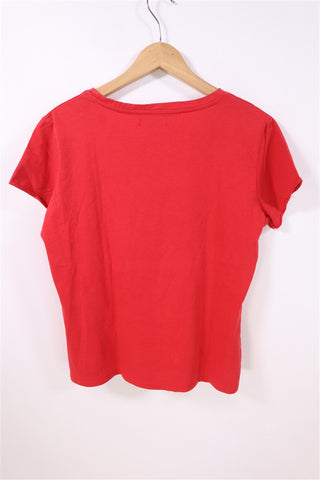 חולצת טי שרט מודפסת באדום- L
