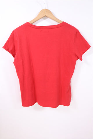 חולצת טי שרט מודפסת באדום- L