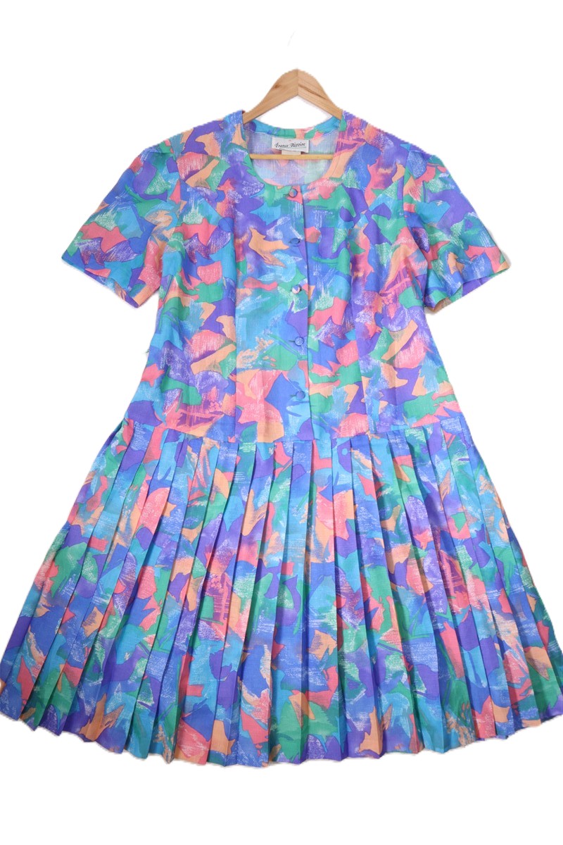 שמלת וינטיג צבעונית ורומנטית- XL