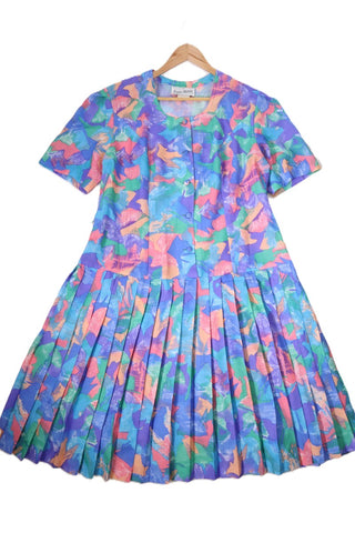 שמלת וינטיג צבעונית ורומנטית- XL