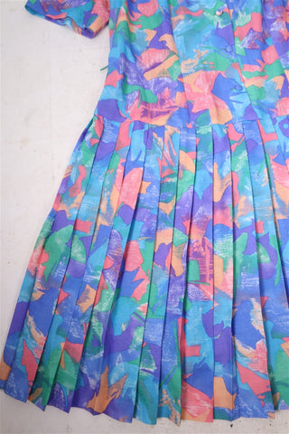 שמלת וינטיג צבעונית ורומנטית- XL