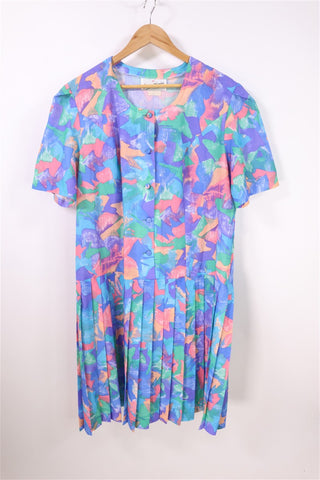 שמלת וינטיג צבעונית ורומנטית- XL