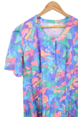 שמלת וינטיג צבעונית ורומנטית- XL