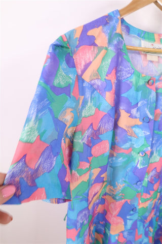 שמלת וינטיג צבעונית ורומנטית- XL