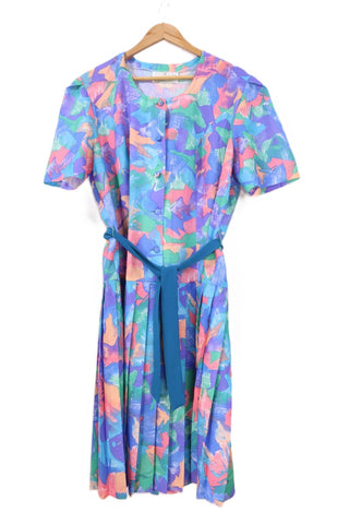 שמלת וינטיג צבעונית ורומנטית- XL