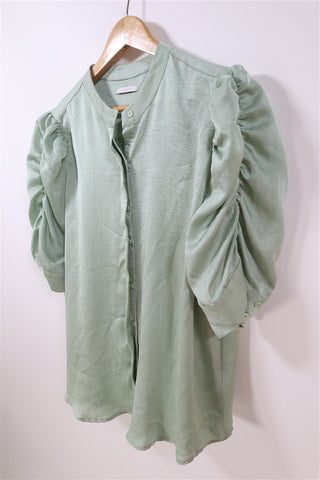 חולצת טוניקה מעוצבת בגווני ירקרק מטאלי -XL