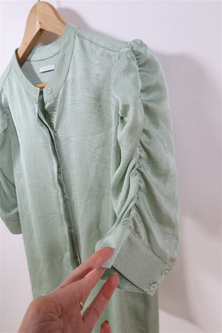 חולצת טוניקה מעוצבת בגווני ירקרק מטאלי -XL