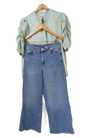 חולצת טוניקה מעוצבת בגווני ירקרק מטאלי -XL