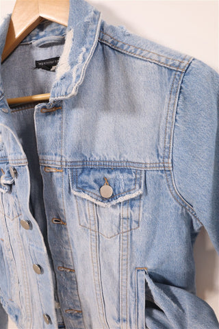 גקט גינס מעוצבת בתכלת- XS