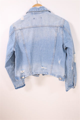 גקט גינס מעוצבת בתכלת- XS