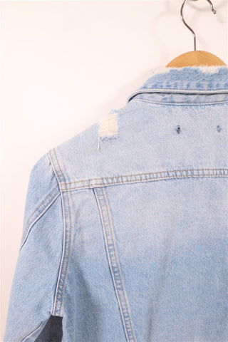 גקט גינס מעוצבת בתכלת- XS