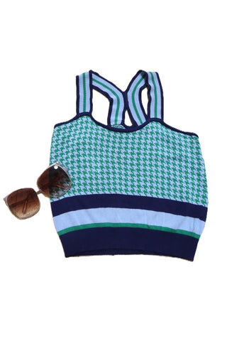 חולצת גופיה סריג פפיטה בכחול וירוק- S-M